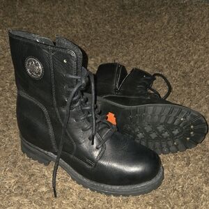 Harley-Davidson Black Leather Combat Motorcyle Boots